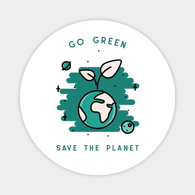 Go Green Save the Planet Magnet by Fresh Threads